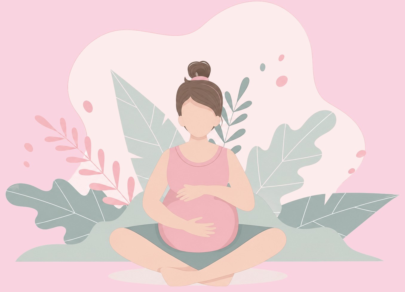 eine Grafik von einer Schwangerenfrau im Yogasitz/Schneidersitz